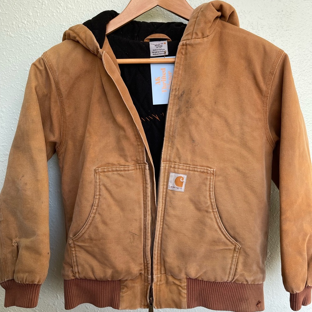 🍄SOLD🍄 Carhartt Kids Brown Patchwork Puffer Jacket - Picture 4 of 5